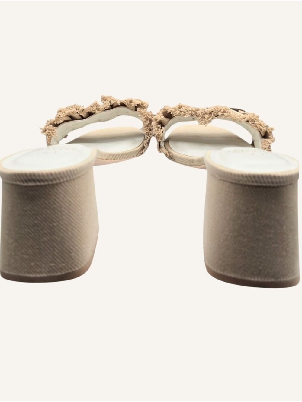 Oasis Society Julissa Khaki Ruffle Bow Heel Sandals Size 8 NWT - Picture 7 of 8